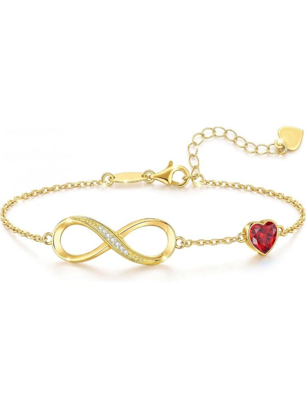 14K Gold Plated Birthstone Infinity Bracelet - Elegant Jewelry Gift for Her